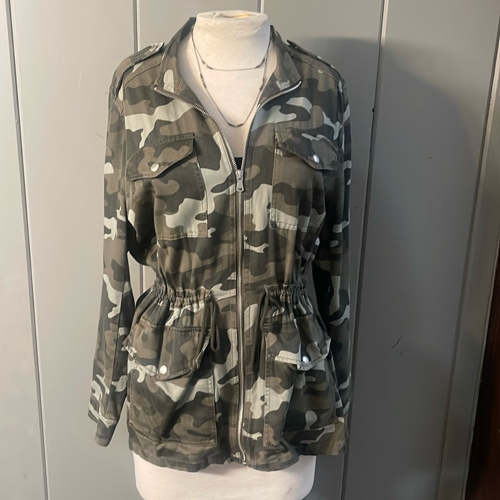 Express Jacket Green Camouflage Cargo Utility Chic Grunge Boho Revival Street L